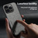 Skin Feel Magnetic Leather Back Phone Case for iPhone 15 Pro Max - Dark Grey