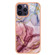 Electroplating Marble Dual-side IMD Phone Case for iPhone 15 Pro Max - Rose Red 014