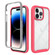 Starry Sky Solid Color Shockproof TPU Clear PC Phone Case for iPhone 15 Pro Max - Pink