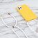 Wheat Straw TPU Shockproof Phone Case with Neck Lanyard for iPhone 15 Pro Max - Yellow