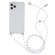 Four-Corner Shockproof Transparent TPU Case with Lanyard for iPhone 15 Pro - White Black