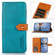 KHAZNEH Dual-color Cowhide Texture Flip Leather Phone Case  for iPhone 15 Pro - Blue
