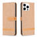 Color Block Denim Texture Leather Phone Case for iPhone 15 Pro - Brown