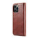 Fierre Shann Vintage Bark Texture Wallet Leather Phone Case for iPhone 15 Pro - Brown