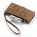 Geometric Zipper Wallet Side Buckle Leather Phone Case for iPhone 15 Pro - Brown