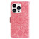 Embossed Sunflower Leather Phone Case for iPhone 15 Pro - Pink