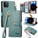 Love Zipper Lanyard Leather Phone Case for iPhone 15 Pro - Green