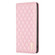 Diamond Lattice Magnetic Leather Flip Phone Case for iPhone 15 Pro - Pink