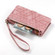 Geometric Zipper Wallet Side Buckle Leather Phone Case for iPhone 15 Pro - Pink