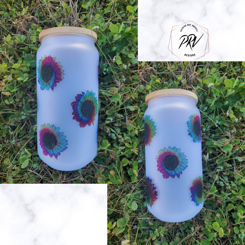 Rainbow Sunflower Glass Tumbler