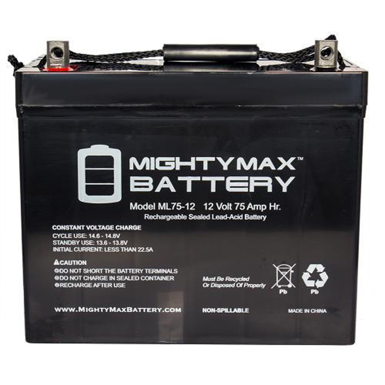 TWO Mighty Max 12V 75AH Rechargeable Batteries