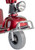 Front wheel, bumper, and light on Merits Pioneer 9 heavy duty mobility scooter