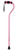 Pink Offset Handle Walking Cane, lightweight aluminum, adjustable height