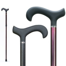 Red Mesh Lightweight & Strong Carbon Fiber Walking Cane with Soft Touch  Derby Handle, Adjustable