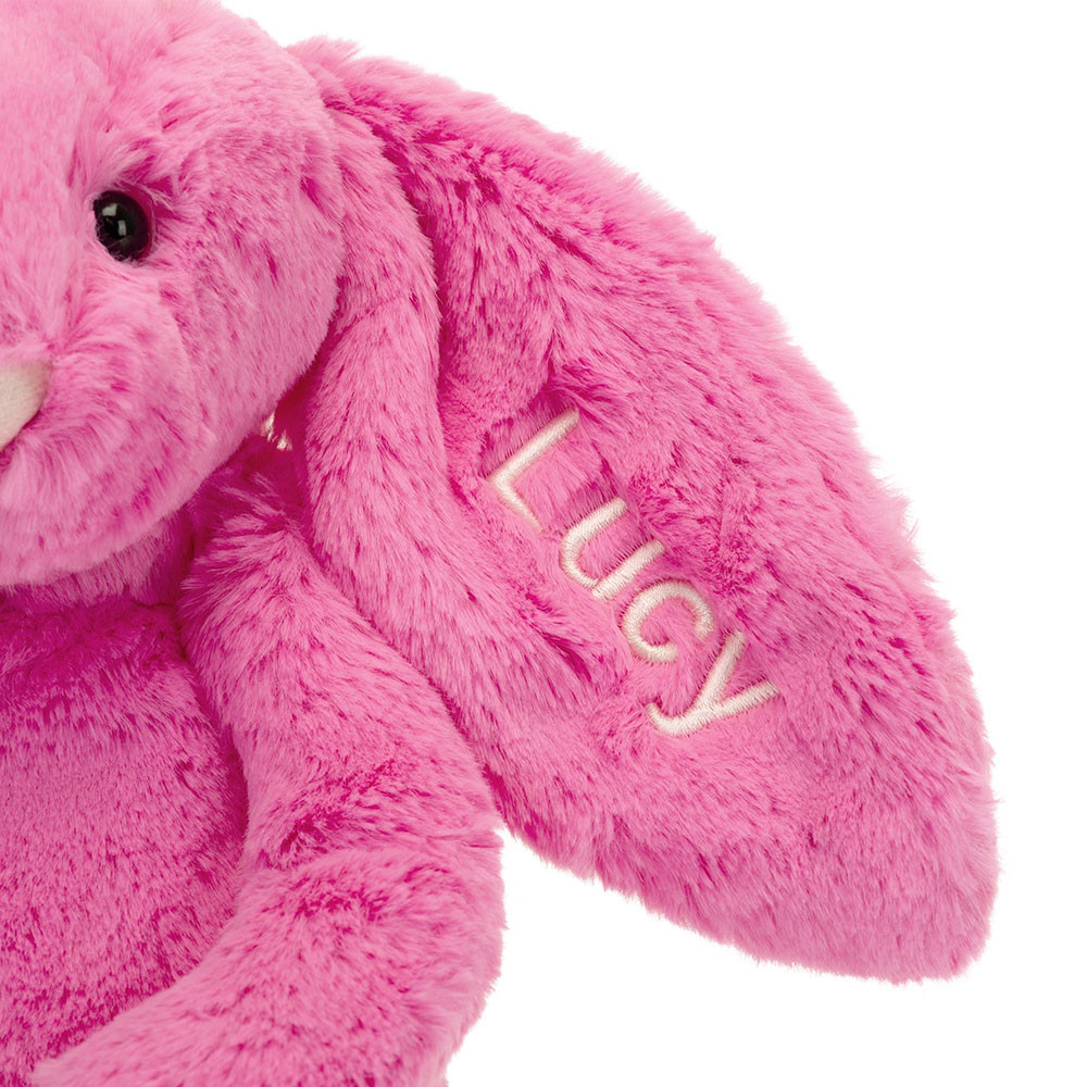 Personalised Bashful Hot Pink Bunny Medium, View 2