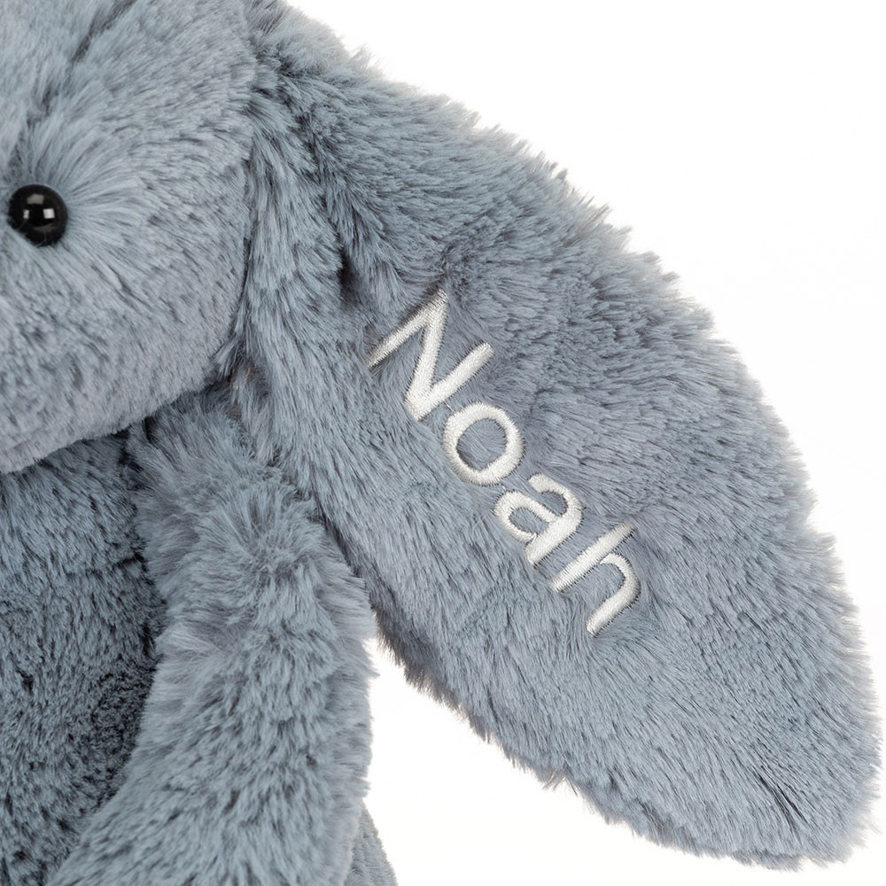 Personalised Bashful Dusky Blue Bunny Medium, View 2