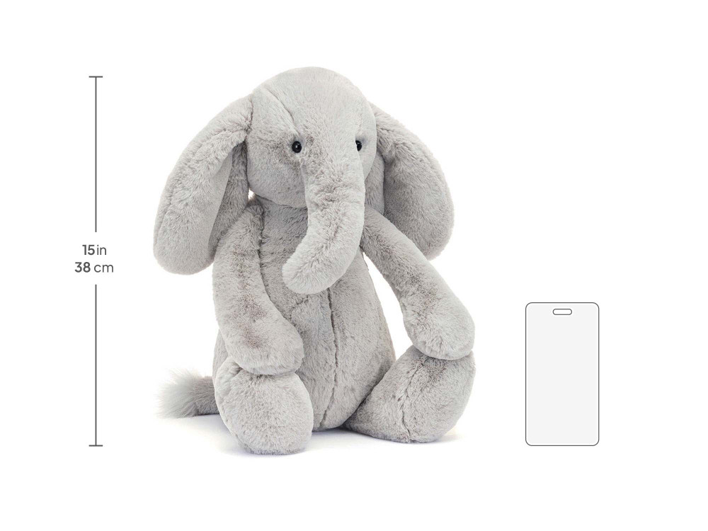 Bashful Luxe Elephant Thuddeus Big, size chart