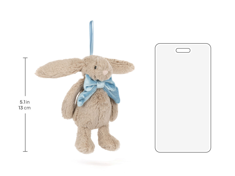 Bashful Beige Bunny Decoration, size chart