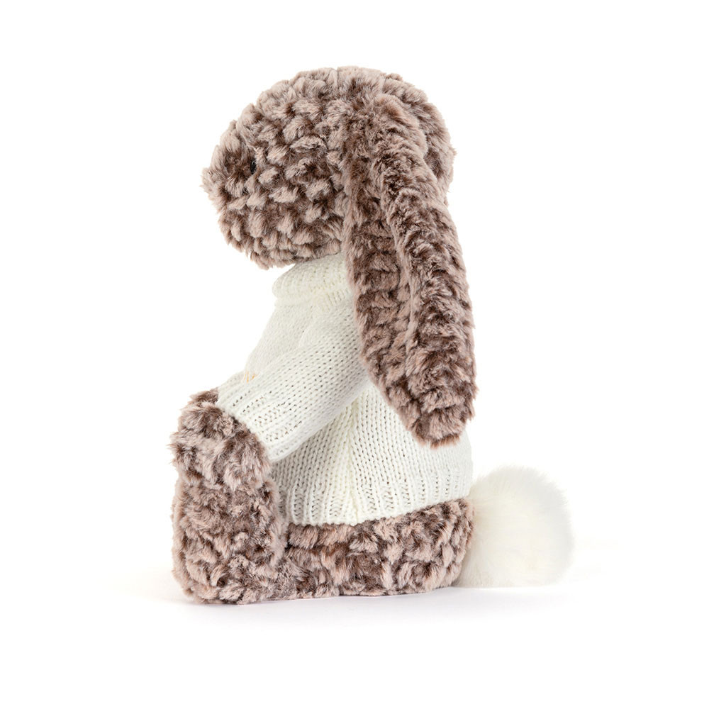 Bashful Luxe Bunny Pine with Personalised Cream Jumper, View 2