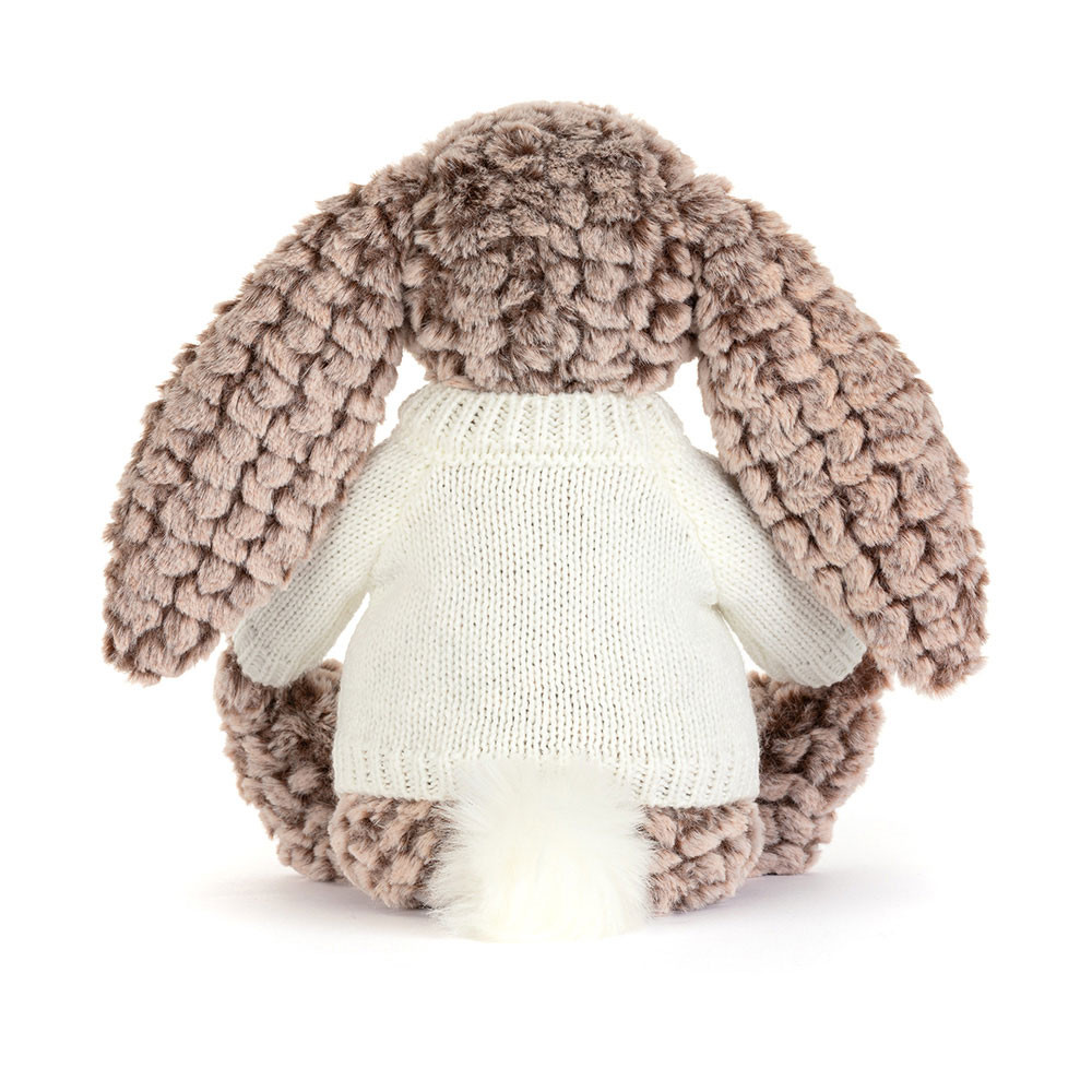 Bashful Luxe Bunny Pine with Personalised Cream Jumper, View 3