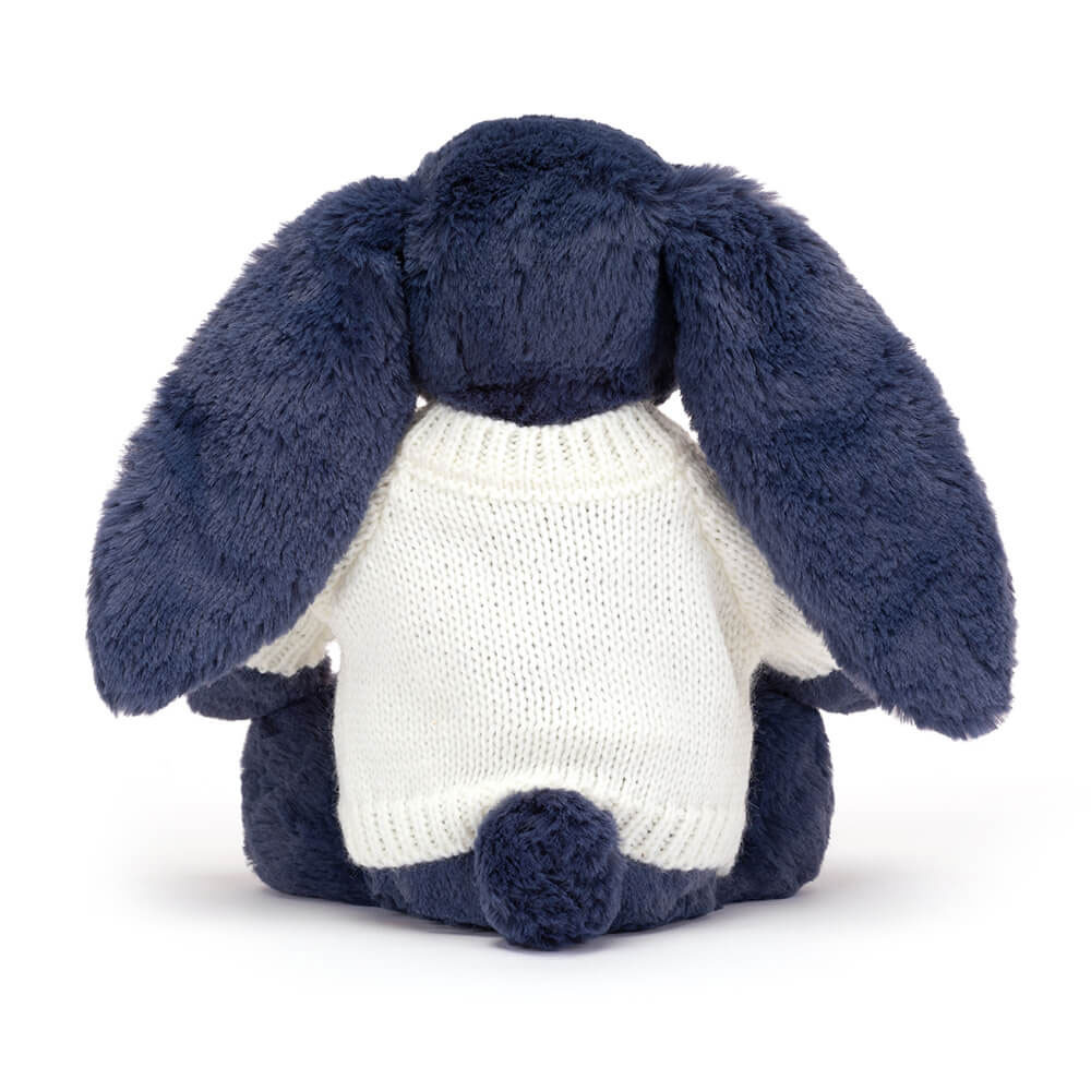 Bashful Navy Bunny with Personalised Cream Jumper, View 3