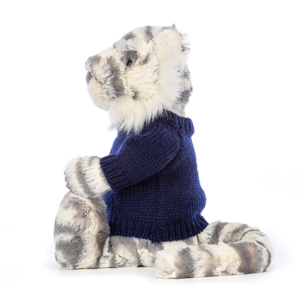 Bashful Snow Tiger with Personalised Navy Jumper, View 3