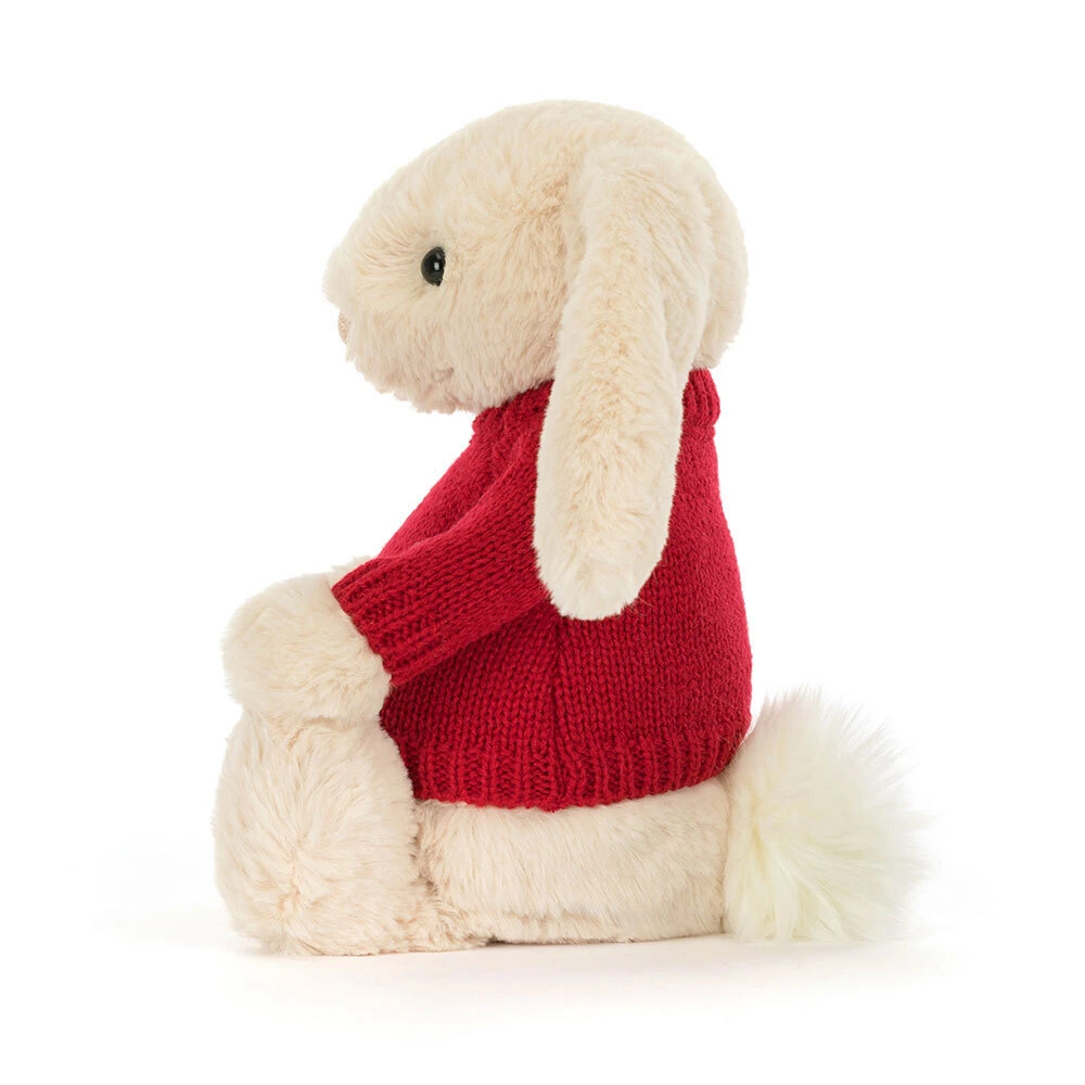 Bashful Luxe Bunny Willow with Personalised Red Jumper, View 3