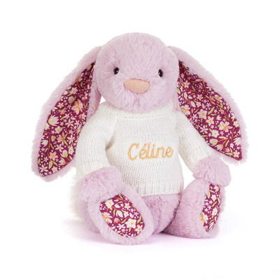 Thistlepop Blossom Luxe Bunny with Personalised Cream Jumper, Main View