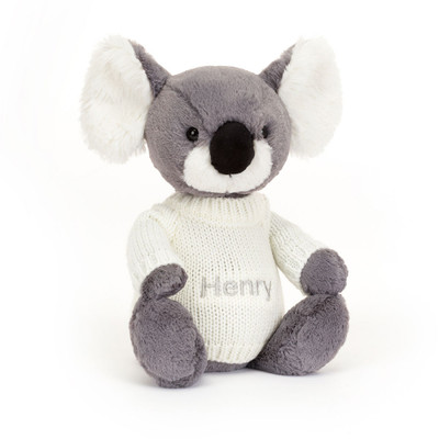 Bashful Koala with Personalised Cream Jumper, View 4