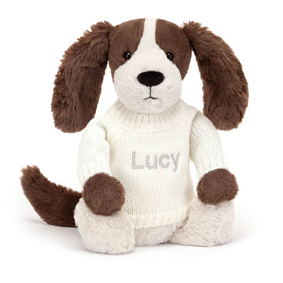Bashful Fudge Puppy with Personalised Cream Jumper, View 4