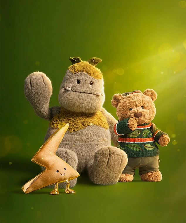 Catégorie "Automne & Hiver" : Bartholomew Bear 'Hiking', Rockelton et Zapperty Lightning Bolt fait coucou de la main