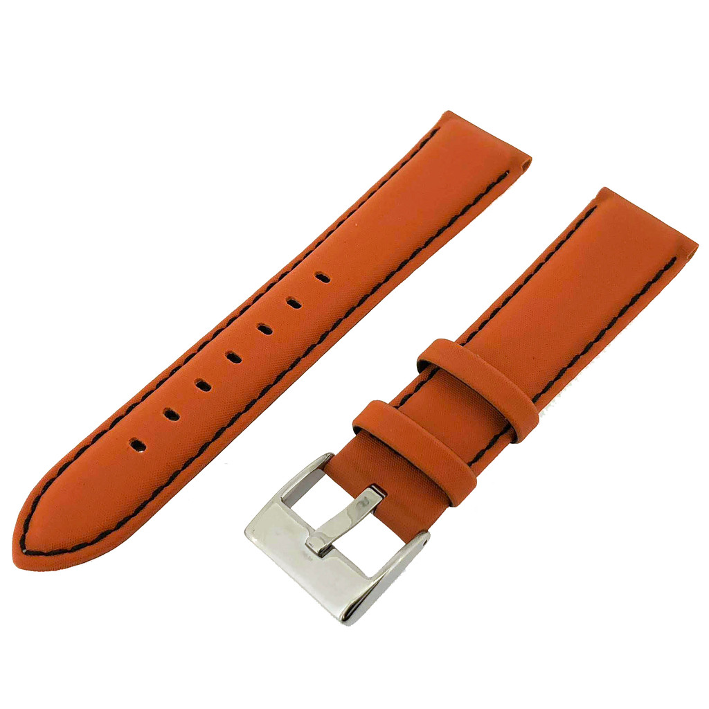 Watch Band Nylon Orange Padded Water Resistant Leather Lining LEA624 |TechSwiss | Front