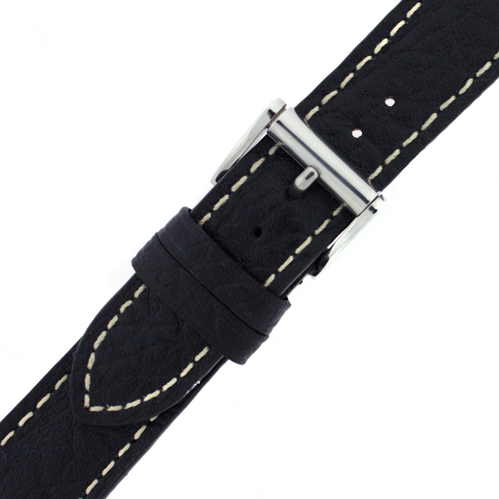 Watch Band Black White Stitching Roller Clasp| LEA472 |TechSwiss | Buckled