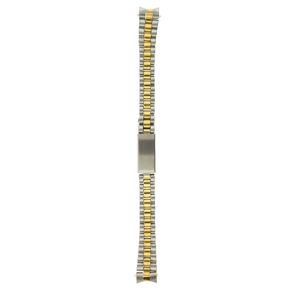Watch Band Oyster Style Link Metal Two-Tone Ladies Curved Ends Replacement Bracelet