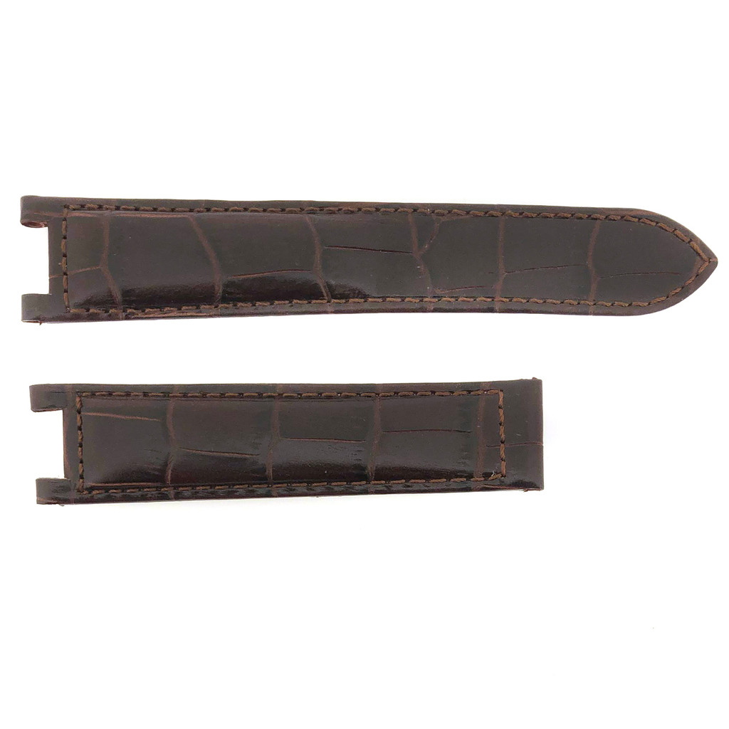 18mm Leather Watch Band Crocodile Grain Brown 35mm Fits Cartier Pasha 2324