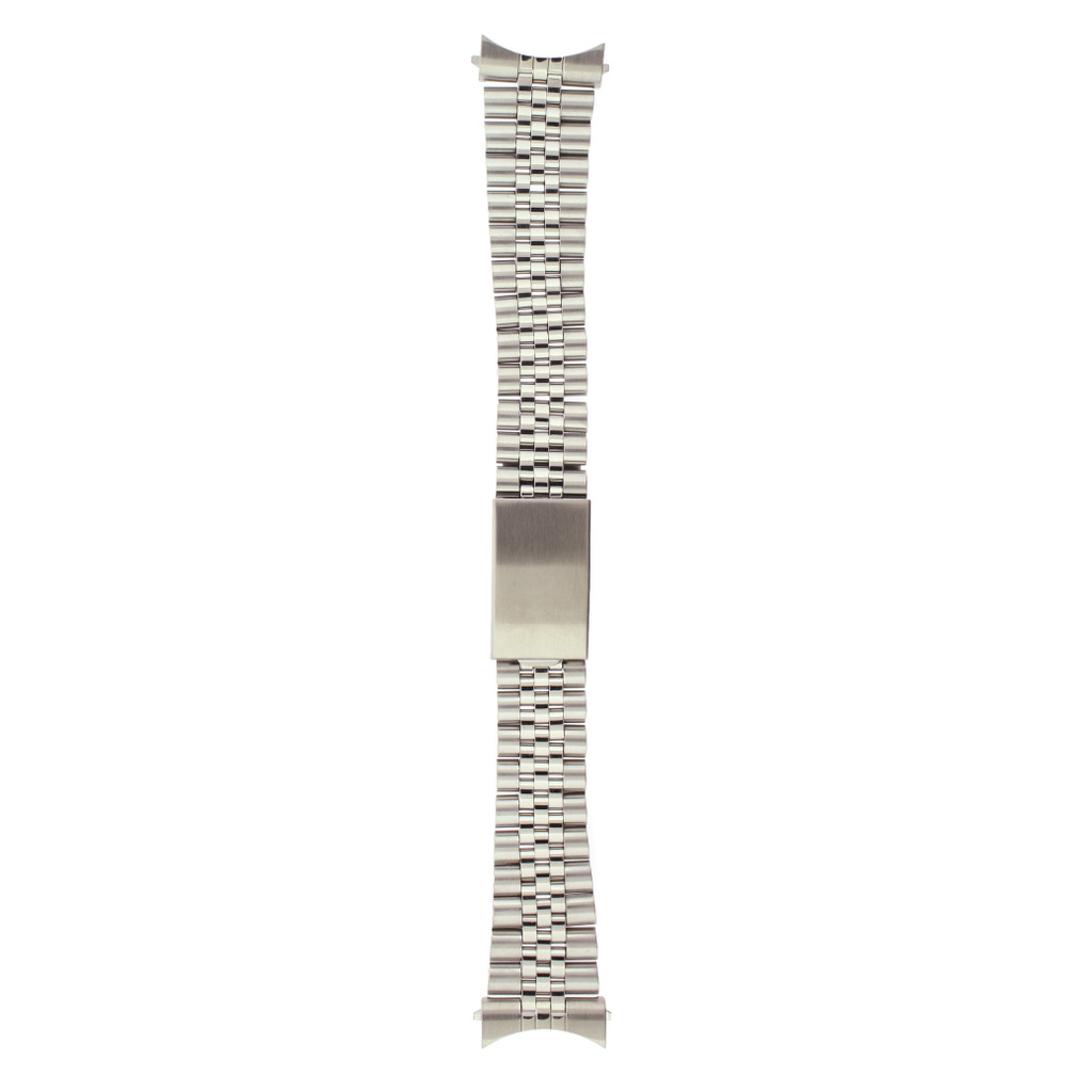 Watch Band Jubilee Style Silver-Tone Stainless Steel Solid Curved Ends Mens 20mm