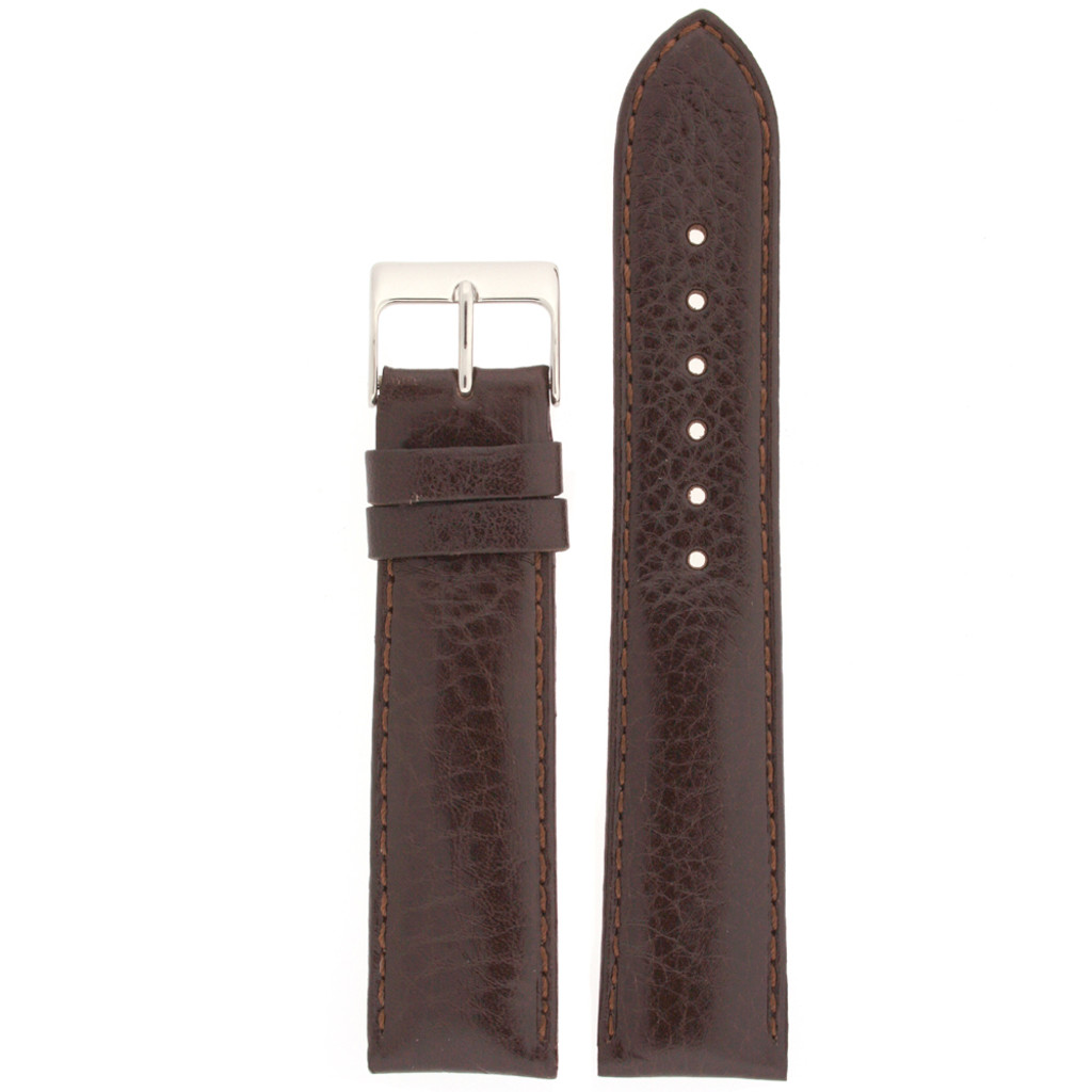 Padded Calfskin Leather Watch Band in Dark Brown | TechSwiss LEA 482 | Main