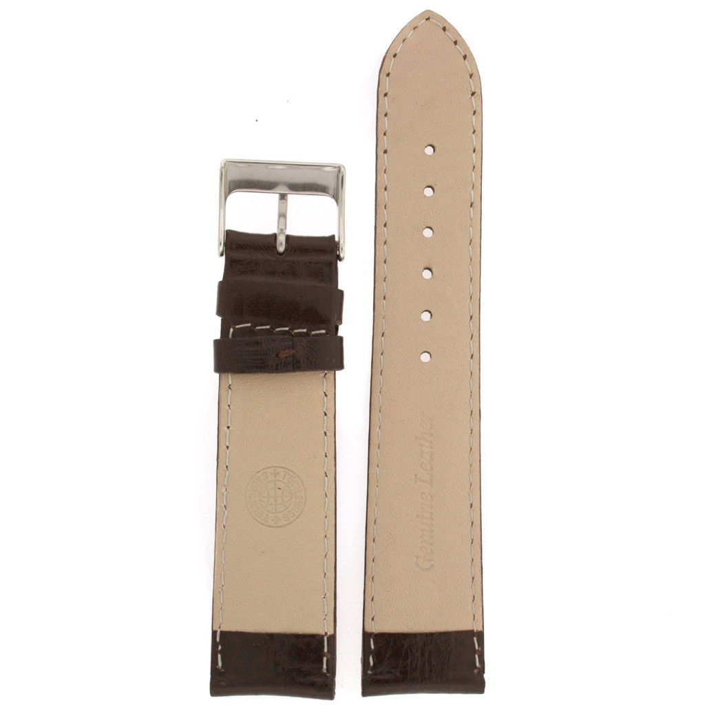 Padded Calfskin Leather Watch Band in Dark Brown | TechSwiss LEA 482 | Interior