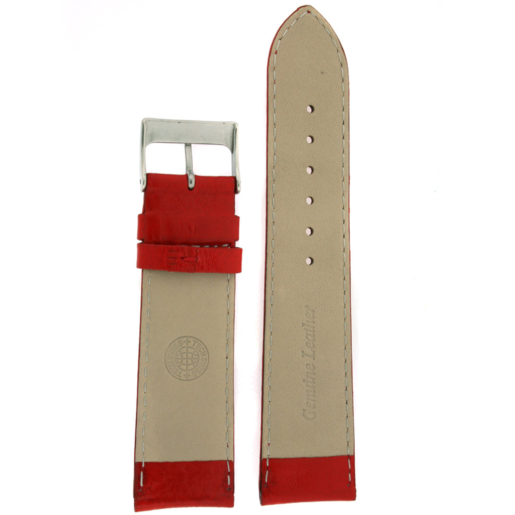 Red Padded Leather Calfskin Watch Band | Replacement Strap from TechSwiss | LEA484 | Lining