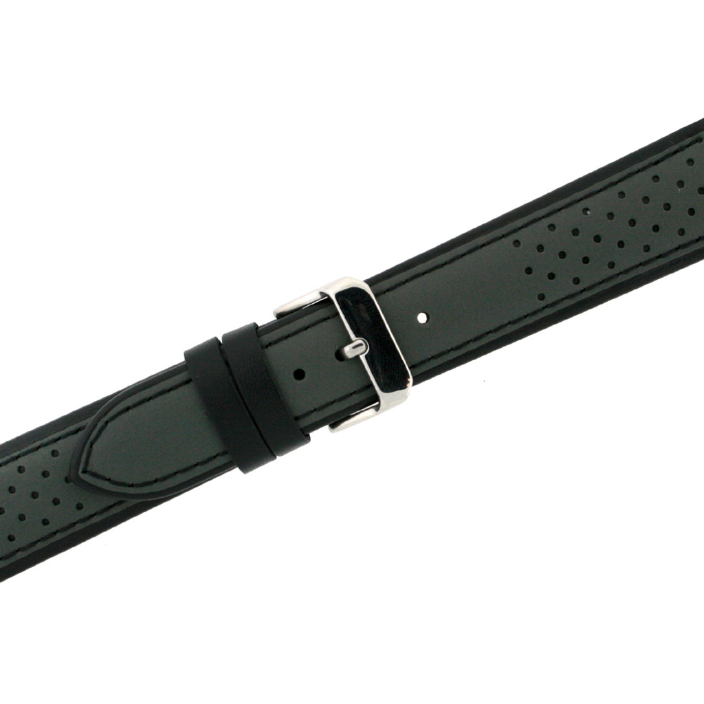 Leather Watch Band in Sport Style Grey & Black | TechSwiss LEA1355 | Second