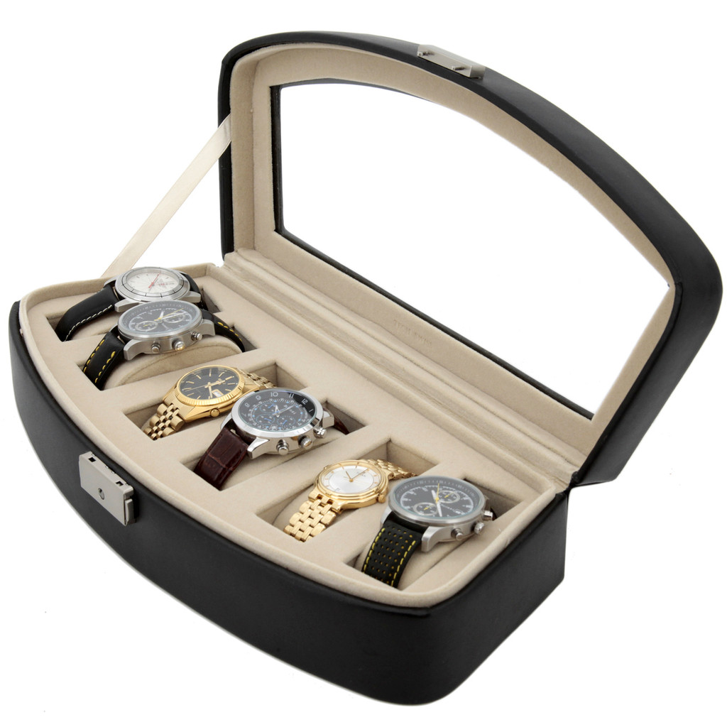 Watch Case in Leather | TechSwiss TSA653BLK | Front View