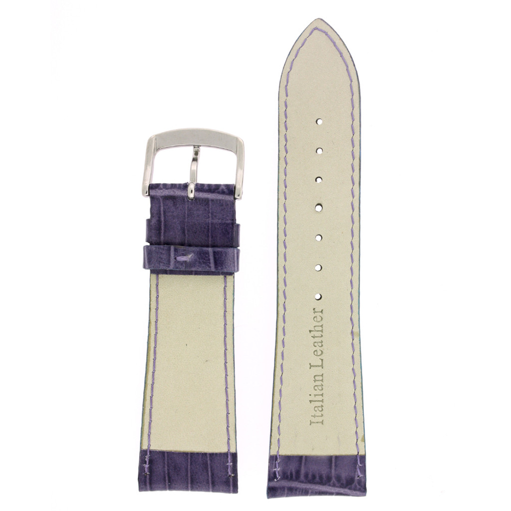 Dark Purple Alligator Grain Leather Watch Band | TechSwiss Purple Watch Straps LEA710PURPLE | Interior