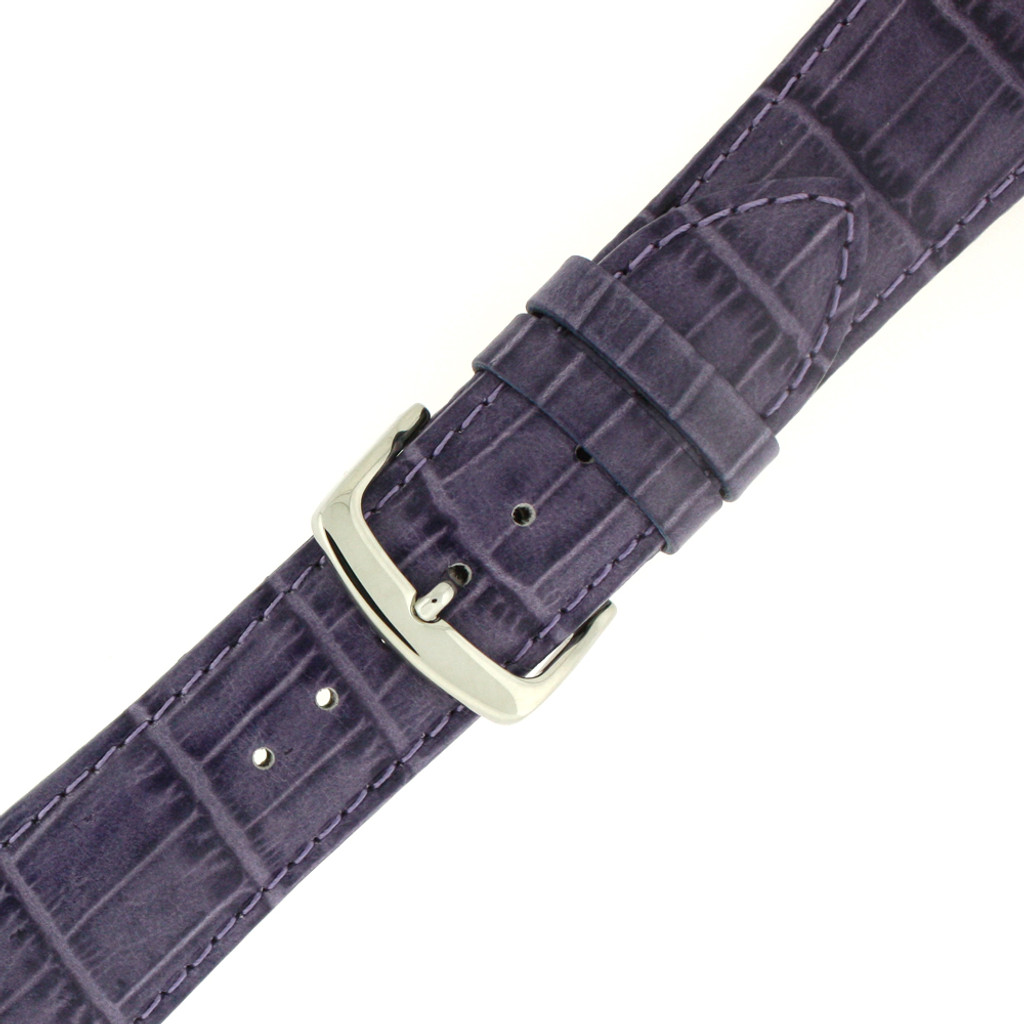 Dark Purple Alligator Grain Leather Watch Band | TechSwiss Purple Watch Straps LEA710PURPLE | Buckle