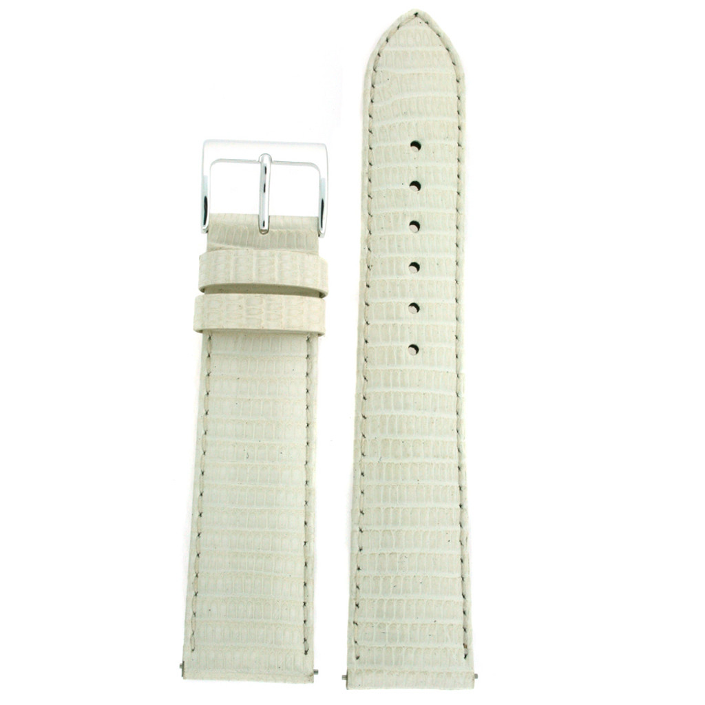 Genuine Lizard Watch Band in White LEA720 | Front