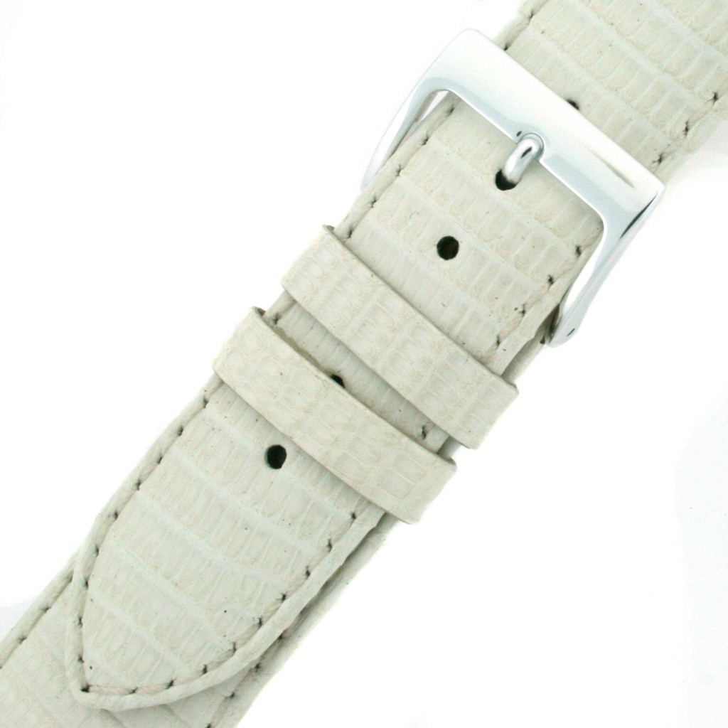 Genuine Lizard Watch Band in White LEA720 | Buckle