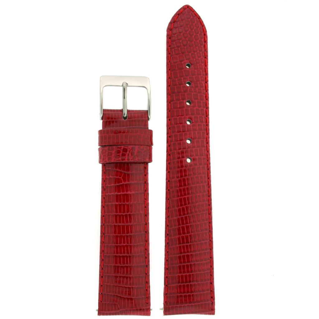 Red Lizard Skin Watch Band | Genuine Exotic Grain Straps | TechSwiss LEA727 | Main