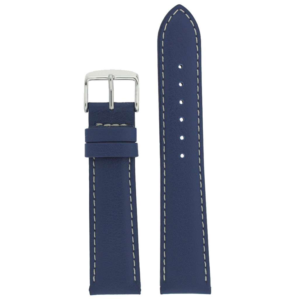 Blue Leather Watch Band | Buckle Strap | TechSwiss LEA625 | Main