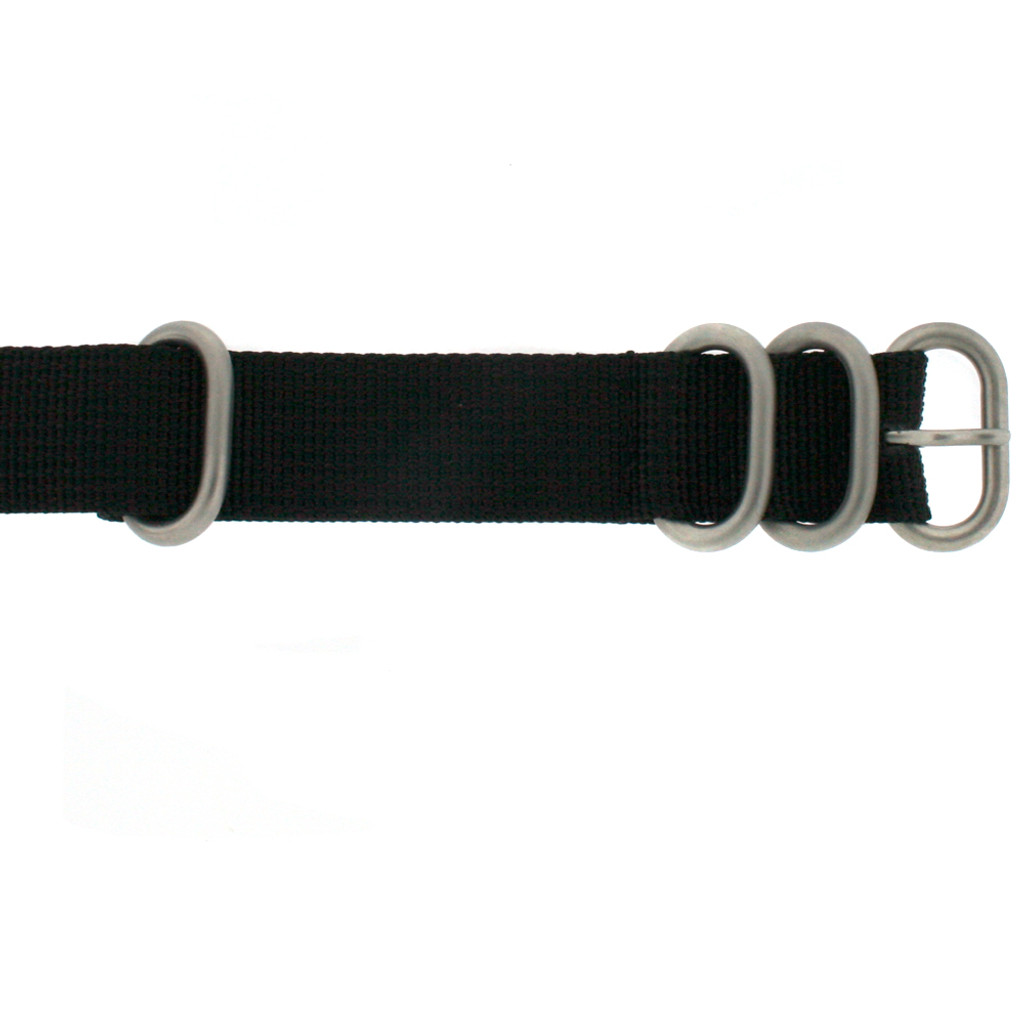 22mm Nylon Strap with Rounded Buckle One-Piece - Black