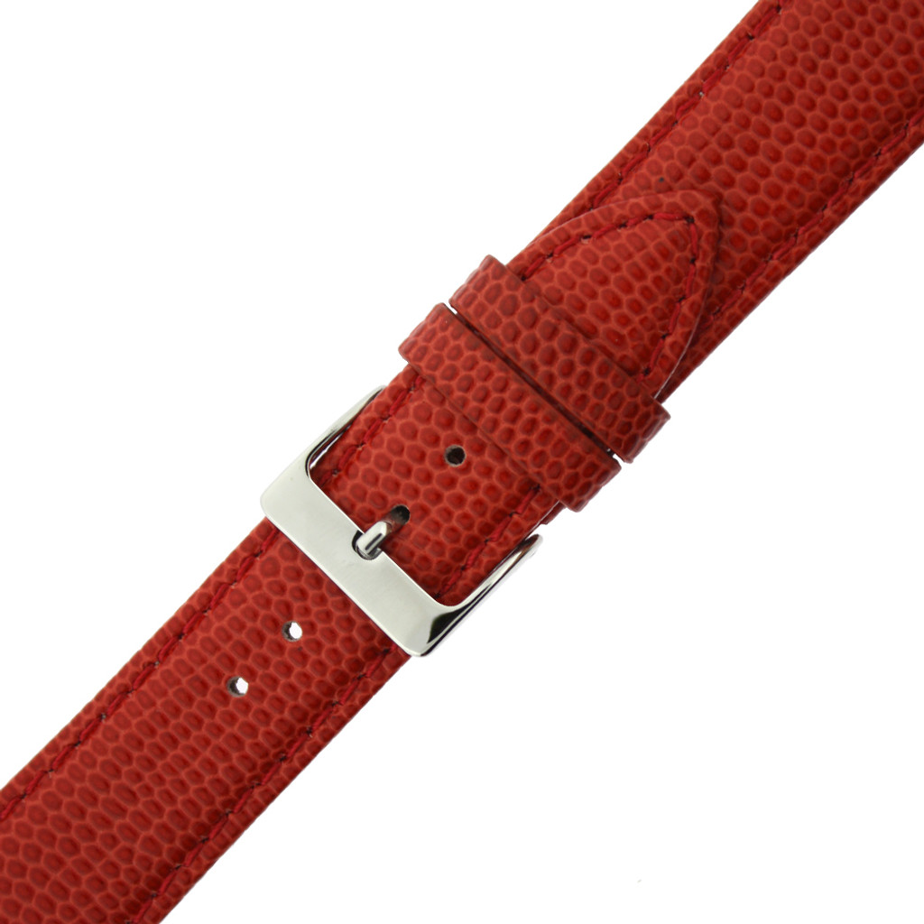 Red Lizard Grain Leather Watch Band | TechSwiss Leather Watch Straps |  LEA740 | Buckle