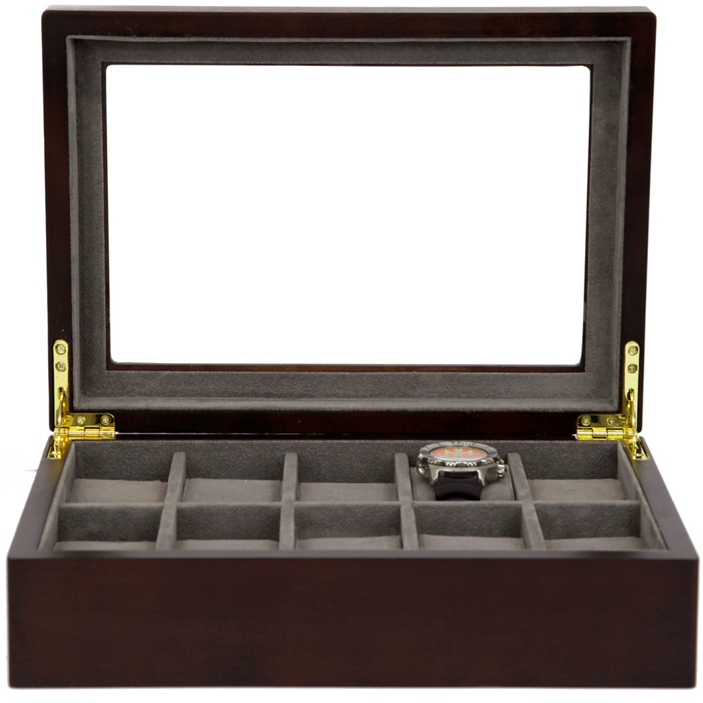 Watch Box in Espresso Finish | Front Open